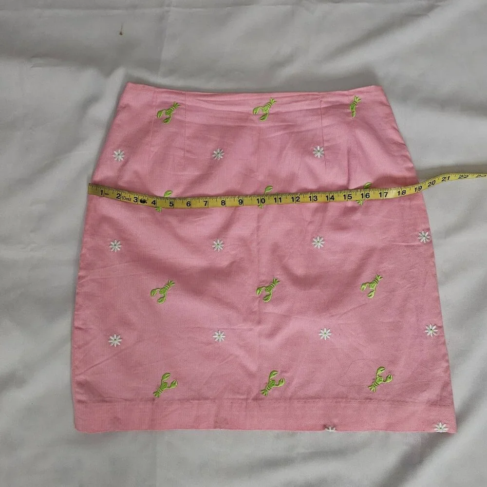 Lilly Pulitzer Women's Light Pink Daisy Lobster Embroidered A-Line Skirt Size 8 - Picture 15 of 16